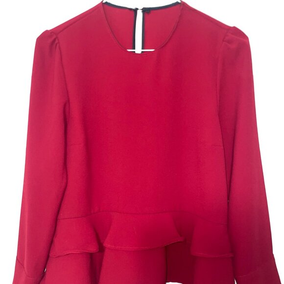 Zara red peplum blouse - Picture 1 of 2